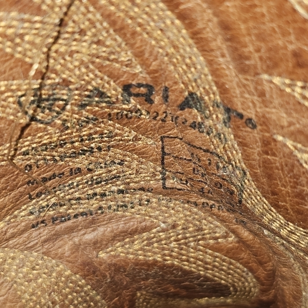 Ariat leather brown western square toe boots - Picture 14 of 15